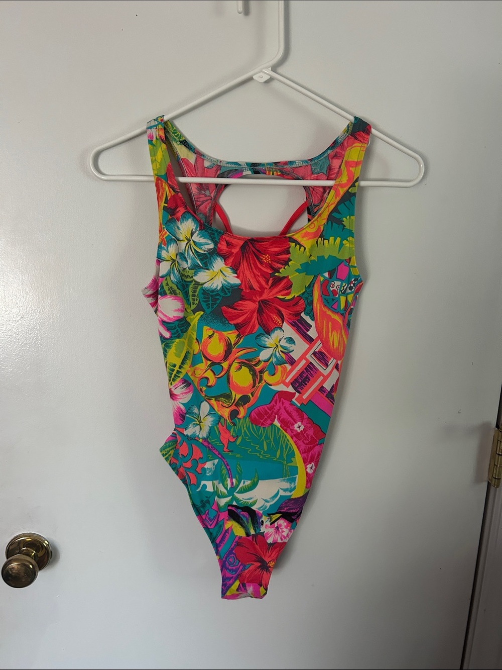 Backflips girls  vintage  Tropical Floral One-Piece Swimsuit -  size 16T